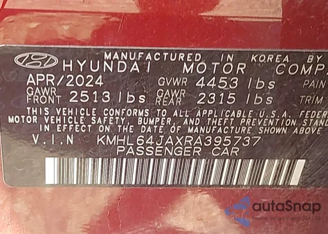 2024 Hyundai Sonata Sel from USA, damaged, VIN KMHL64JAXRA395737